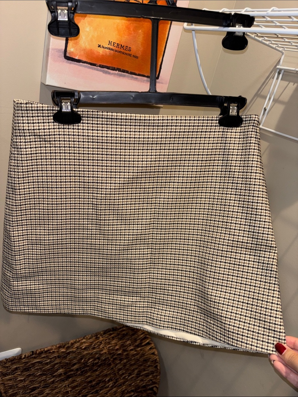 H&M Black and Cream Houndstooth Mini Skirt